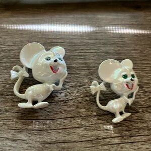 Vintage White Mouse Figurines